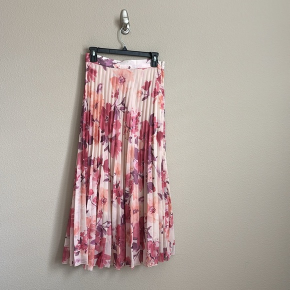 Zara metallic thread floral print pleated midi skirt 9878/055 - Picture 10 of 12